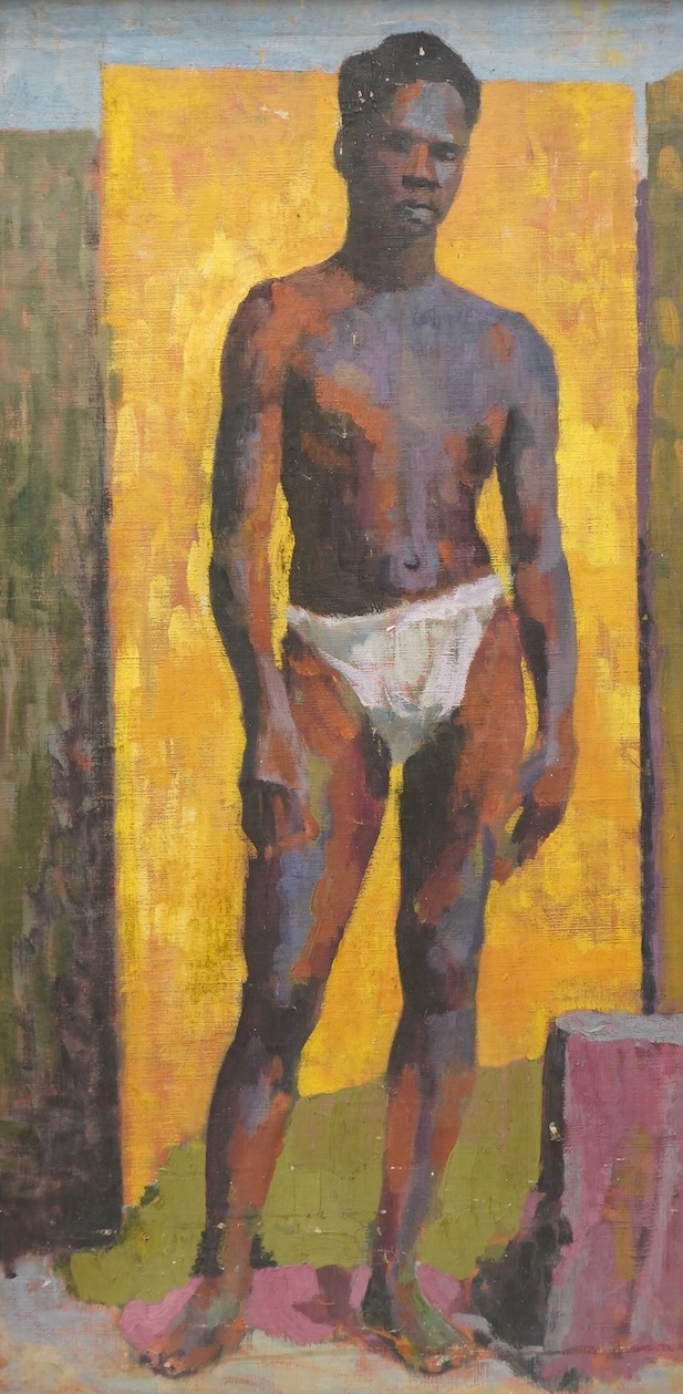 Manner Glyn Philpot RA (1884-1937), full length study of an African figure, oil on canvas, 77 x 38cm